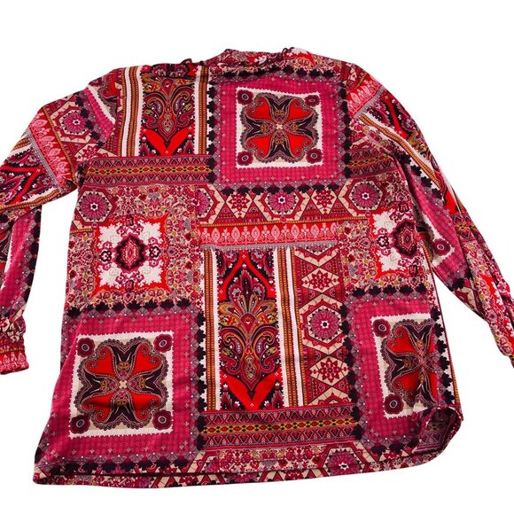 Susan Graver Womens XL Patchwork Print Long Sleeve Top - Picture 5 of 6